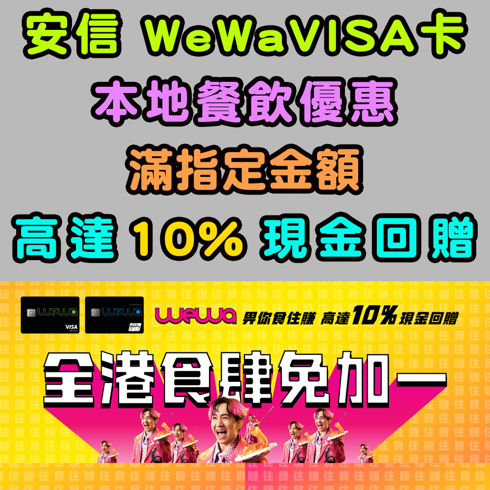 【安信 WeWa卡 餐飲優惠】本地餐飲消費滿指定金額,高達10%現金回贈!全港食肆適用! 20251201_wewafood