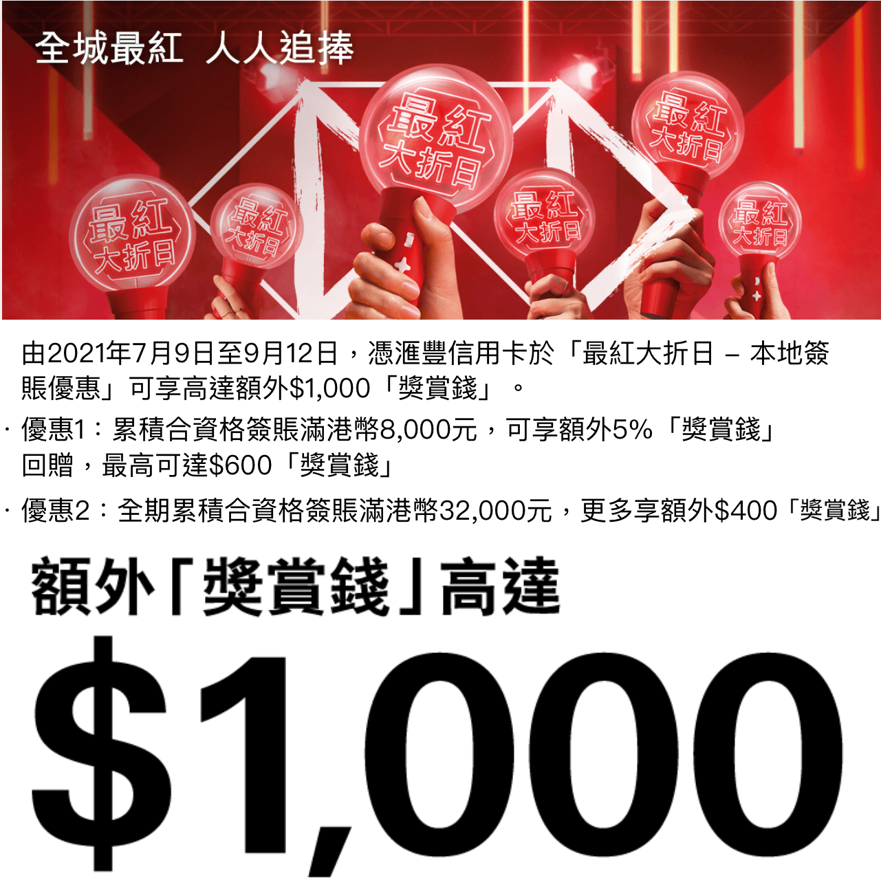Hsbc信用卡最紅大折日本地簽賬優惠高達 1 000 獎賞錢 回贈