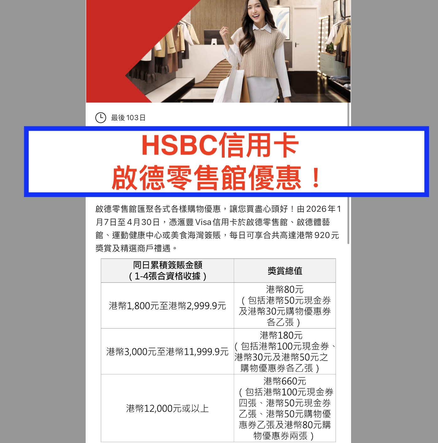 hsbc信用卡啟德零售館優惠